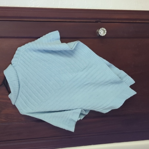 Chico's Light Blue Cowl Neck Knit Poncho Size One Size ( Small/ Medium) - Picture 5 of 5